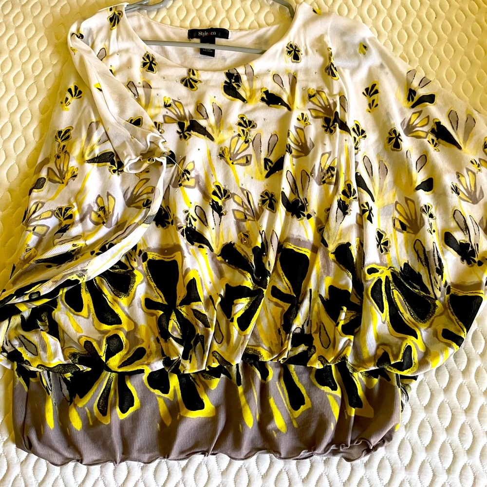 Medium flutter sleeve blouse with bling